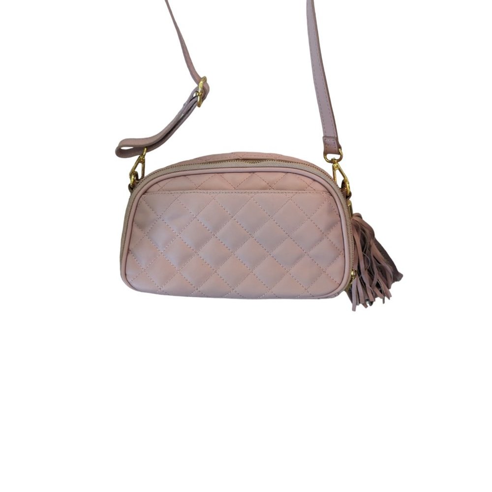 Joy & Iman Diamond Quilted Genuine Leather Crossbody with RFID Dark Blush - Picture 10 of 16